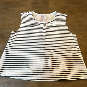 Black and white scalloped sleeve tank